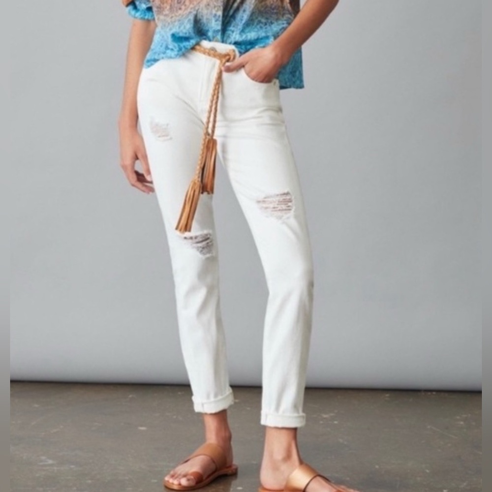 Anthropologie Pilcro  and the letterpress slim boyfriend white jeans casual 29